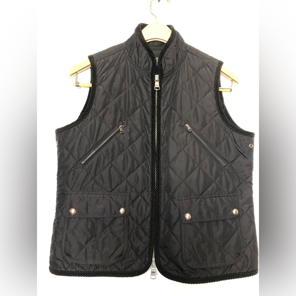 LRL Lauren Jeans Co. Ralph Lauren Full Zip Black Quilted Vest Women’s PM